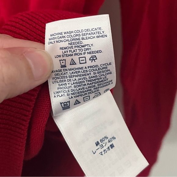 Lands End Girls 10-12 Medium Red V-Neck Knit Sweater OEKO-TEX - Picture 6 of 12